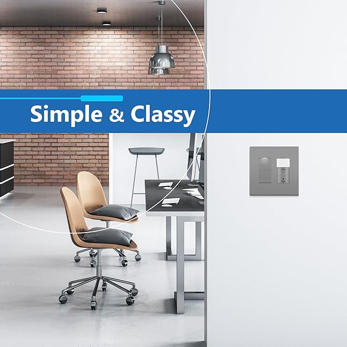 LIDER Matte Finish Decorator Switch Cover, Screwless Wall Plate, Mid-Size 2-Gang 4.88" x 4.92", Unbreakable Polycarbonate Thermoplastic, UL Listed, LSWP-32M-GY, Gray