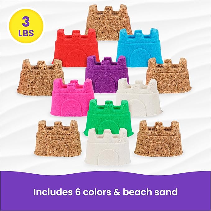Kinetic Sand, 12-Pack Castle Containers (Amazon Exclusive), Multi-Color Play Sand for Party Favors, Goodie Bags, Sensory Toys for Kids Ages 3 and up