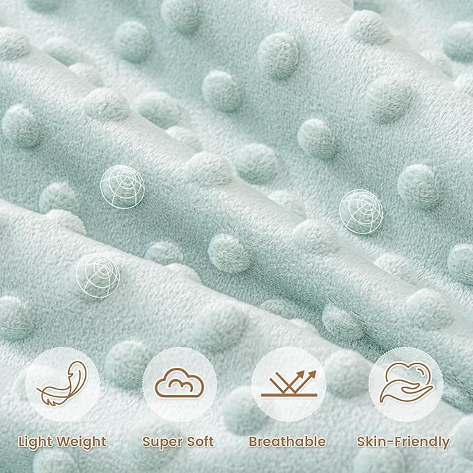 david's kids Micro Fleece Minky Baby Blanket for Boys Girls Neutral with Double Layer and Soothing Raised Dots, 40x50 Inches Breathable and Soft Lightweight Receiving Blanket for Newborns, Light Blue