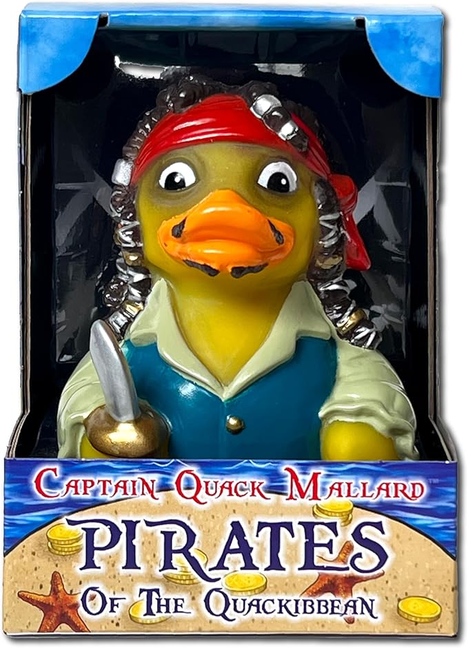 CelebriDucks - Captain Quack Mallard - Pirates of The Quackibbean - Floating Rubber Ducks - Collectible Bath Toys Gift for Kids & Adults of All Ages