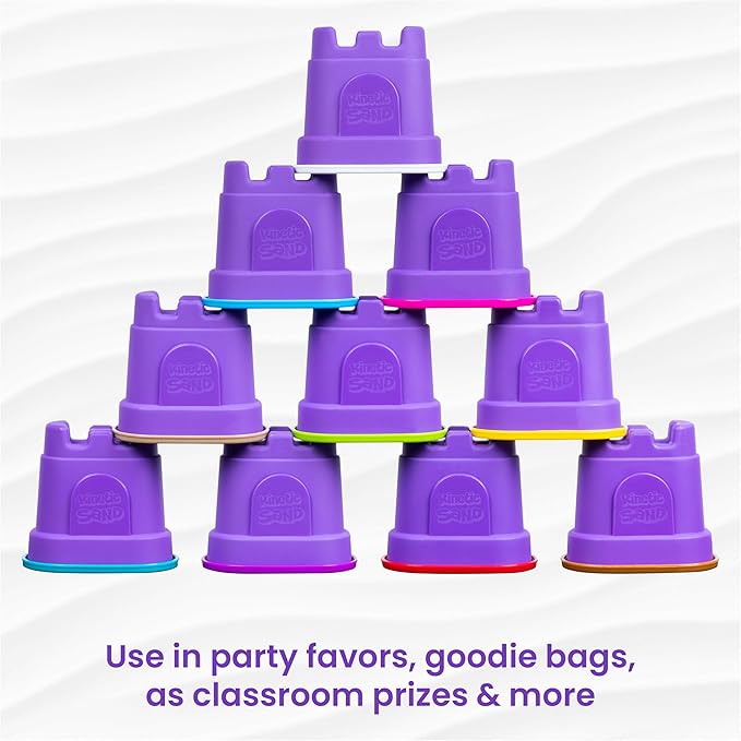 Kinetic Sand, Castle Containers 10-Color Pack of Play Sand for Party Favors, Goodie Bags, Sensory Toys for Kids Ages 3 and up
