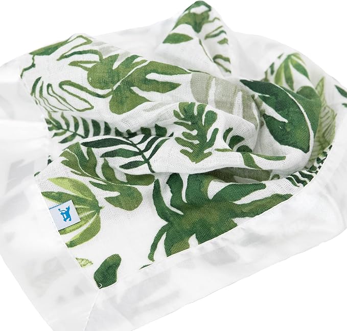 Little Unicorn Security Blankets 3 Pack | 100% Cotton Muslin with Satin Border| Super Soft and Breathable | Baby, Infant, Toddler | Lovey for Boys and Girls | Tropical Leaf