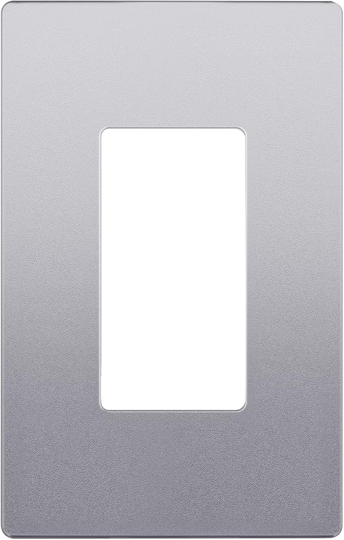 LIDER Matte Finish Decorator Switch Cover, Screwless Wall Plate, Mid-Size 1-Gang 4.88" x 3.11", Unbreakable Polycarbonate Thermoplastic, UL Listed, LSWP-31M-SV, Silver