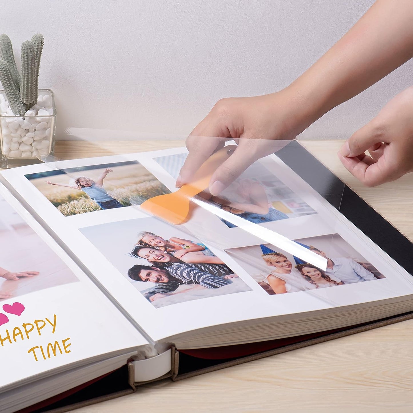 Large Photo Album Self Adhesive 4x6 8x10 10x12 Scrapbook Magnetic Album DIY Scrapbook Length 13 x Width 12.8 (Inches) 120 Sticky Pages Linen Cover DIY Photo Album(Brown)