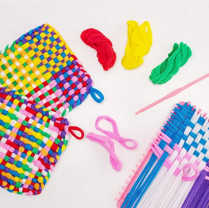 12 Colors Potholder Weaving Loom Loops Bulk Weaving Craft Loops with Multiple Colors for DIY Crafts Supplies Compatible with 7 Inch Weaving Loom(96 Pieces)