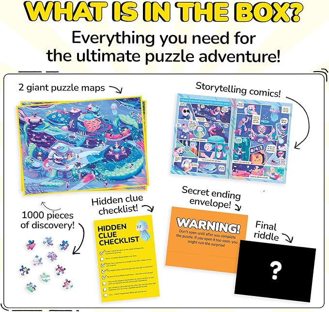 Odd Pieces Jigsaw Puzzles 1000 Pieces with Storytelling Comics, Secret Ending, Puzzle for Mystery Adults & Kids - 19.7'' x 27.6'' Frameable Magic Puzzle Art (Beyond The Kelp)