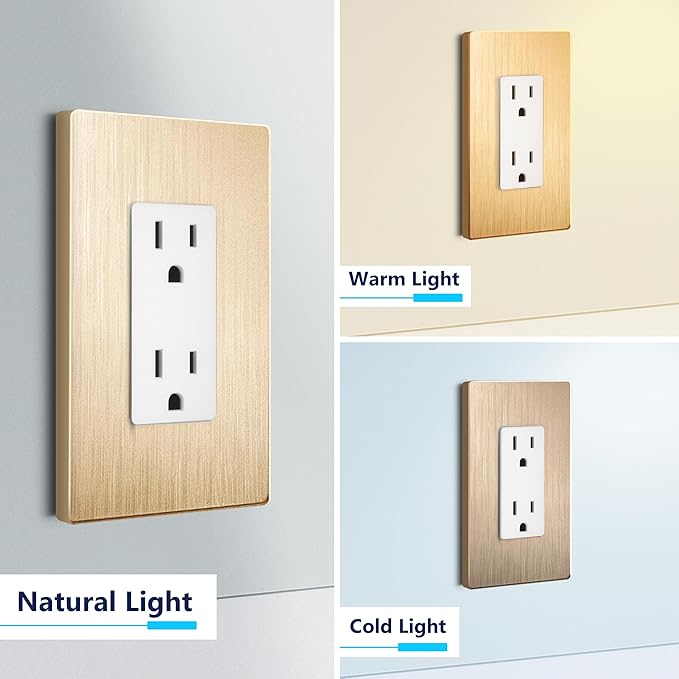 LIDER Brushed Finish Decorator Switch Cover, Screwless Wall Plate, Mid-Size 1-Gang 4.88" x 3.11", Unbreakable Polycarbonate Thermoplastic, UL Listed, LSWP-31M-BGD, Brushed Gold