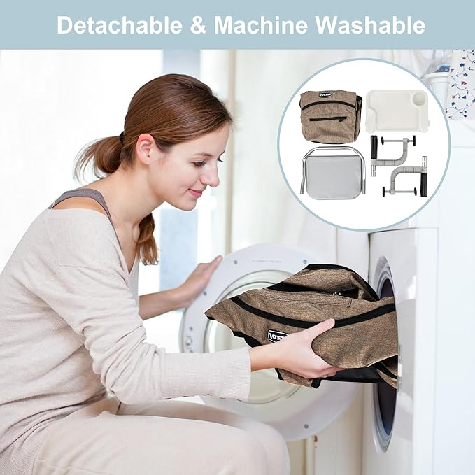 Clip-On High Chair with Removable Dining Tray for Babies and Toddlers, Fold-Flat Storage Portable Baby Feeding Seat, Attach to Fast Table Chair for Home Travel (Brown)