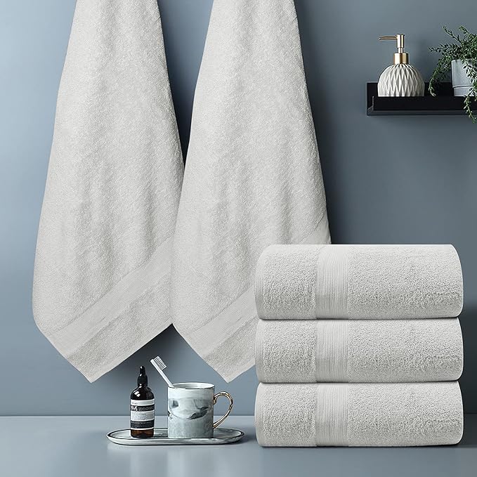 100% Cotton Luxury Bath Sheets - Pack of 2 (35" x 70") | Super Soft, Quick-Dry & Highly Absorbent Towels for Bathroom, Home, Spa & Gym (White)