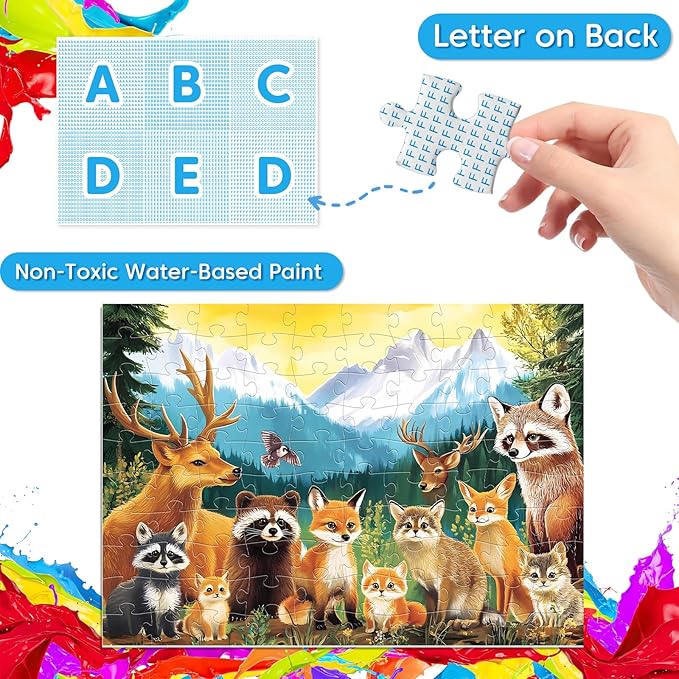 Kids Puzzles Ages 5-8 - Wild Animals Puzzles 100 Piece Jigsaw Puzzles for Kids Ages 4-6 Toddler Puzzle, World of Animals Collection Puzzles Gift Educational Toys for Boys and Girls 4-Pack