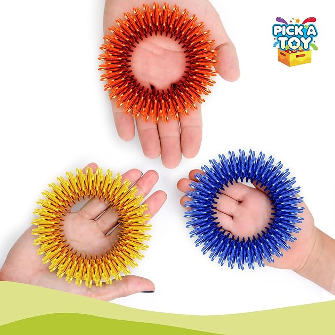 Fidget Sensory Toys Set, 3 Acupressure Fidgets Quiet Metal Bracelets for Boys and Girls, Children 5+, Perfect for School Sensory Desk Games