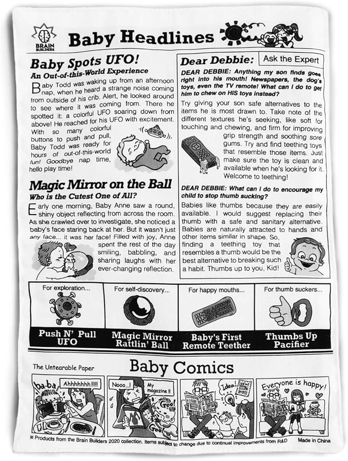 People Brain Builders: Baby Newspaper - Crinkly Baby Toy