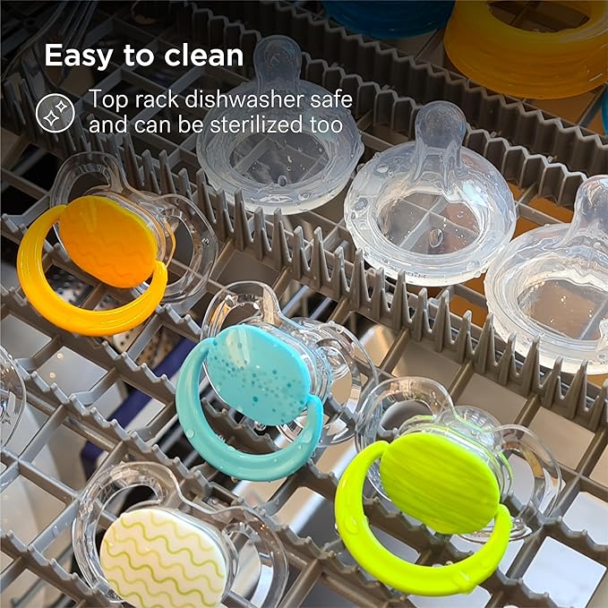 Smilo Baby Pacifier with Orthodontic Design for Healthy Dental Development - Stage 2 for Babies 3-9 Months - Pack of 3X 100% Silicone Pacifiers BPA Free - Glow-in-The-Dark