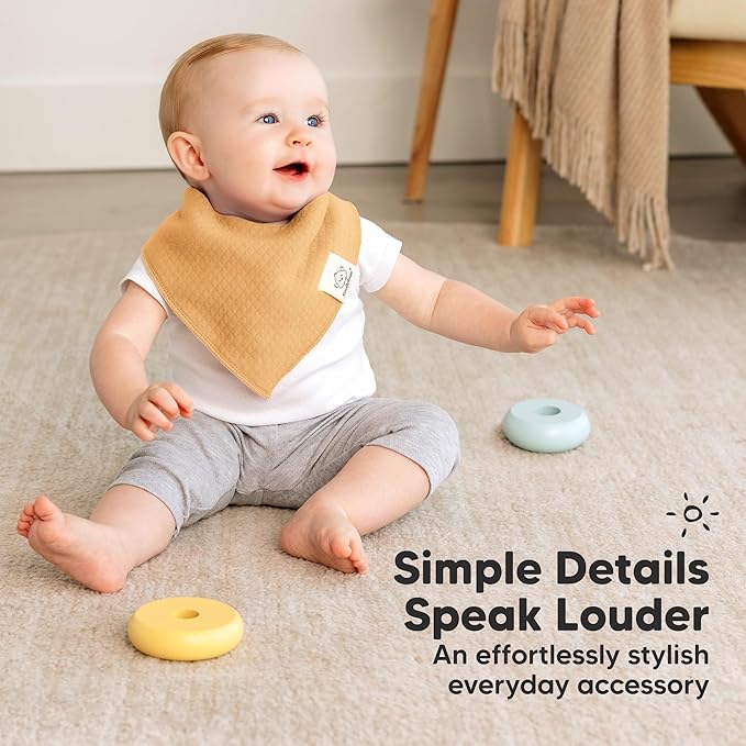 KeaBabies 8-Pack Bandana Bibs for Baby Girls, Boys - Organic Cotton Baby Bibs for Drooling & Teething Newborn, Toddler, Infant 0-36 months, Extra Soft, Absorbent Cloth with Snaps (Sahara/Quin)