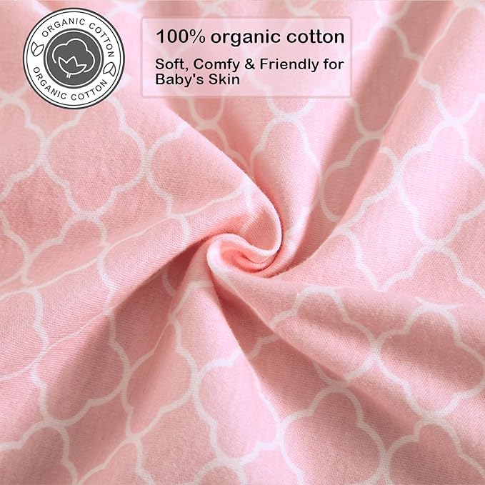 Baby Swaddle,Sleep Sack 3-6 Months,3-Way Adjustable Wearable Transition Blanket Boy and Girl,100% Cotton,TOG 1.0 (Pink, Medium（3-6 Months）)