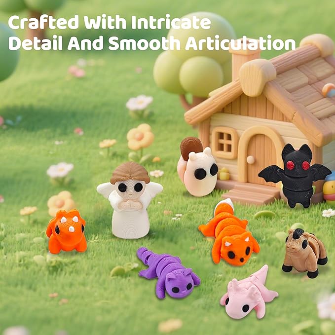 50 pcs Animal Figurines, 3D Printed Animal Figurines Set, Articulated, Party Favors, Pocket Fidget Toys Bulk, Goodie Bag Stuffers, Gifts for Boys Girls Toddlers, Office Desk Pets, Classroom rewards