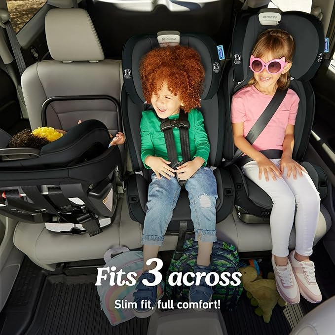 Graco True3Fit LX 3-in-1 Slimfit Car Seat, Rear Facing, Forward Facing to Highback Booster Car Seat, ft. Anti-Rebound Bar - Gotham