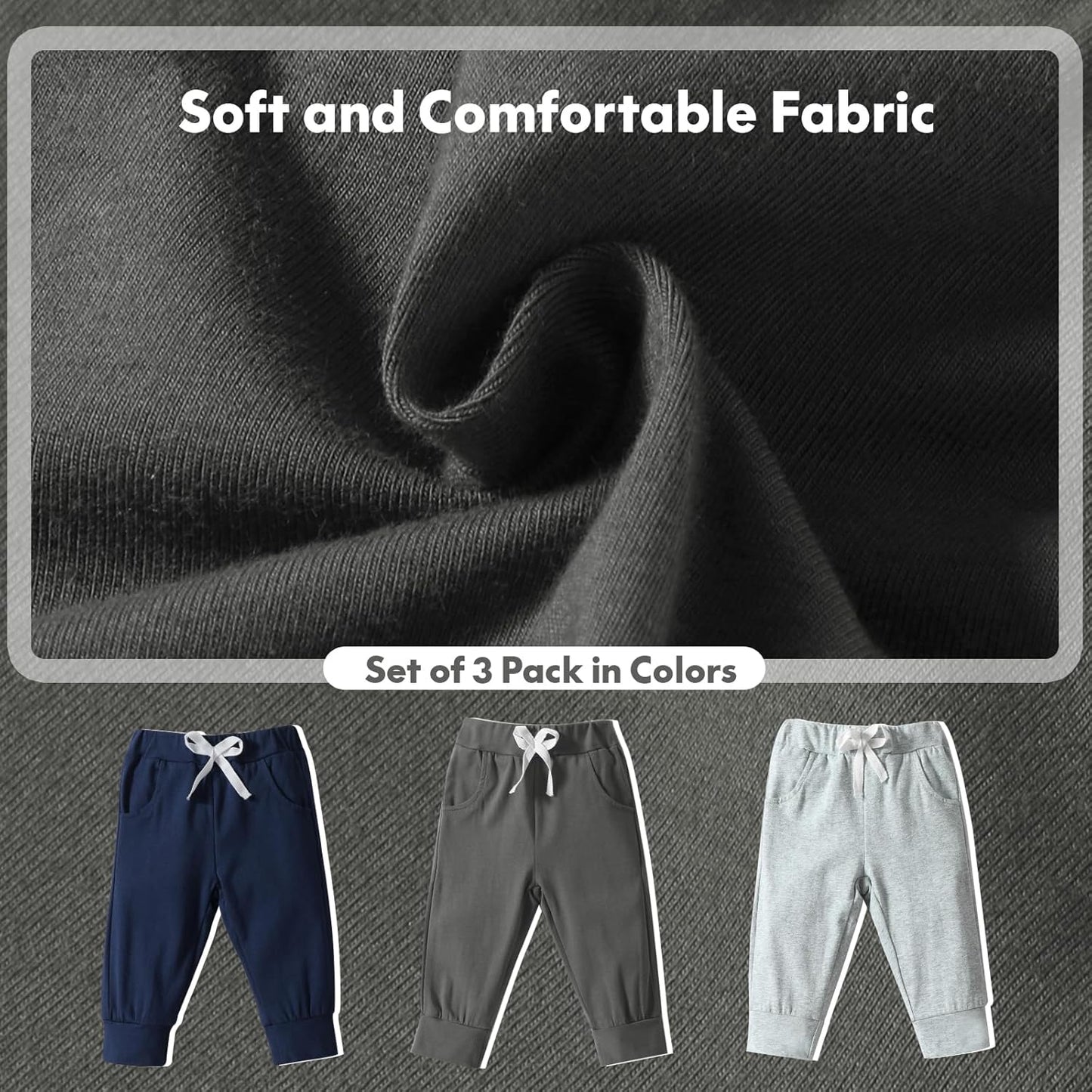 DREAM BUS Pack of 3 Toddler Jogger Pants with Pocket Toddler Boy Sweatpants Baby Boy Pants Infant Newborn Leggings