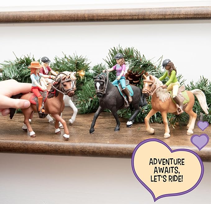 Schleich Horse Club - Complete 40PC Horse Club Rider Playset - Hannah, Sofia, Lisa and Sarah Poseable Rider Figures with Horses and Riding Accessories - Equestrian Toy Set for Kids Ages 5+ | 72221