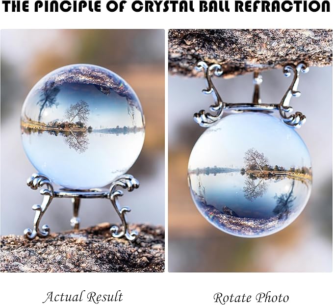 ZEERSHEE 60mm Sparkling Clear Crystal Ball with Stand Handcrafted Photography Prop for Magical Shots Elegant Home & Party Decor for Women