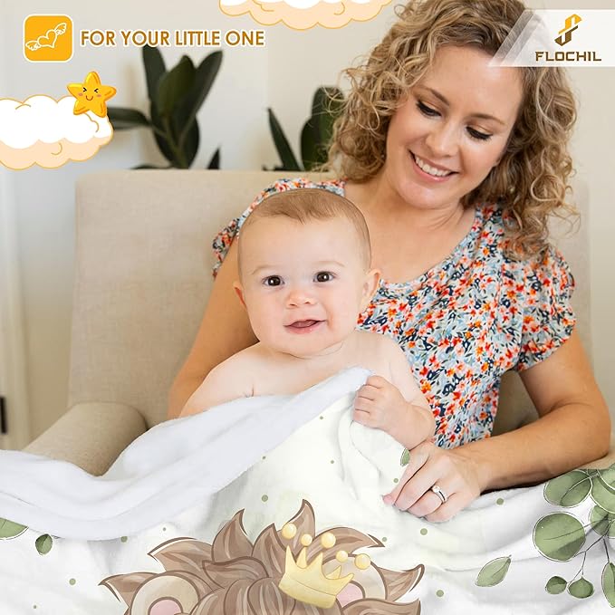 Personalized Baby Blankets, Custom Baby Blanket - Baby Blanket with Name for Boys, Best Gift for Baby, Newborn Elephants Flush Fleece (30x40) (Lion 3)