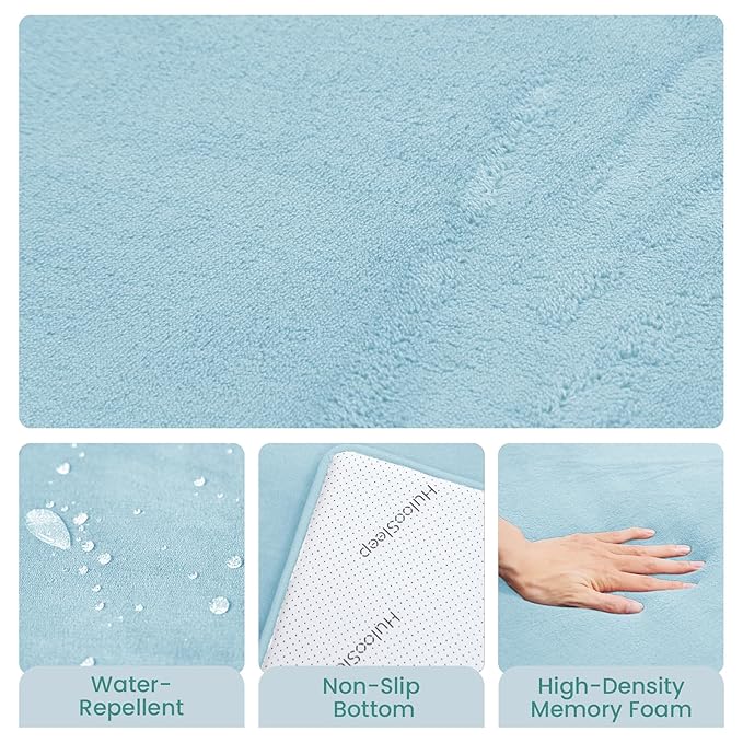 Baby Play Mat for Floor,1.3" Thick Elasti-Foam 50"×50" Playpen Mat for Tummy Time,Water Repellent Soft Coral Velvet for Toddler,Infant,Kids,Non-Slip Backing Safe for Crawling(Light Blue)