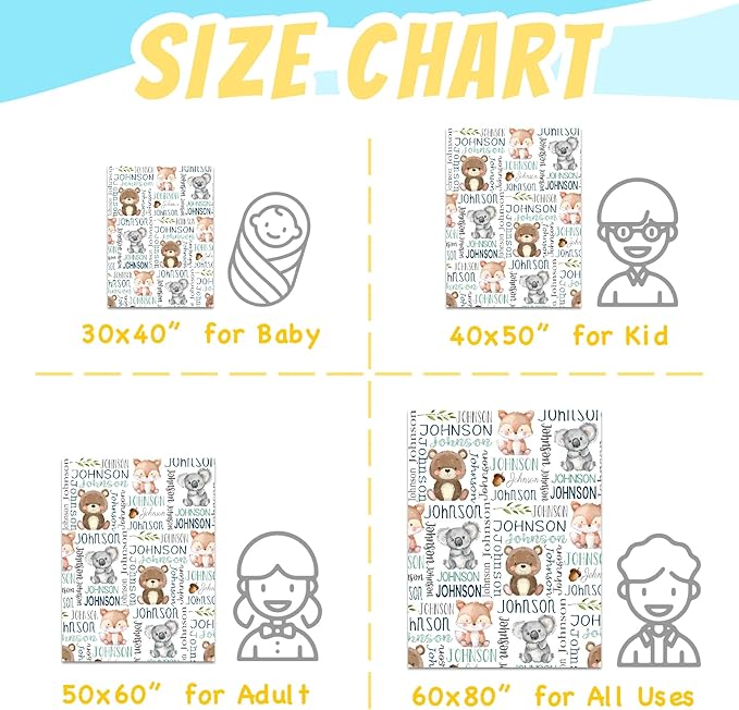 Personalized Baby Blanket - Custom Name Blanket for Girls & Boys, Super Soft Plush Fleece