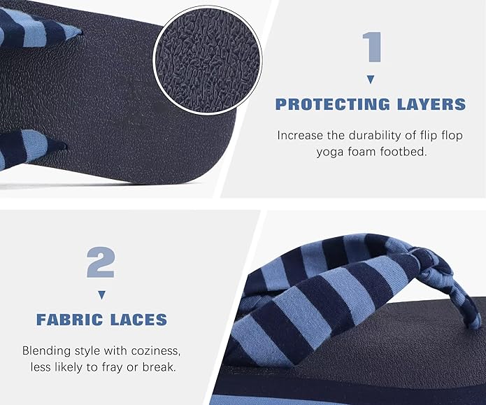 KuaiLu Flip Flops for Women with Arch Support Yoga Mat Comfortable Summer Beach Walking Thong Cushion Sandals Slip On Indoor Outdoor