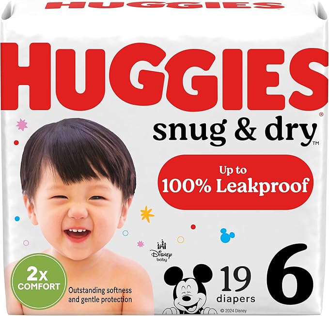 Huggies Size 6 Diapers, Snug & Dry Baby Diapers, Size 6 (35+ lbs), 19 Count, Packaging May Vary