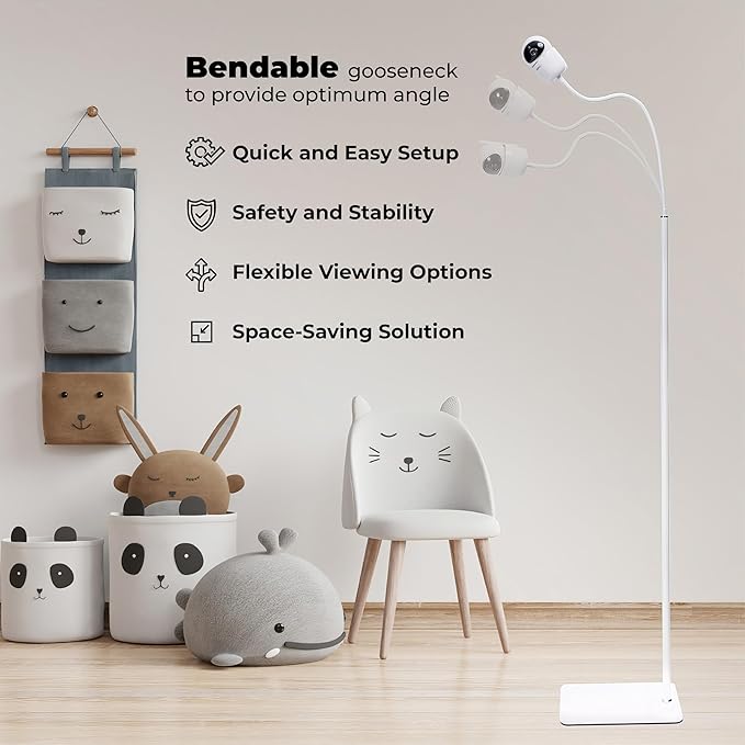 GOOZIE Baby Monitor Floor Stand Holder Compatible with Universal Camera Models Hellobaby HB6550/ HB65/ HB66/ HB248, Infant Optics DXR-8 Pro, Nanit Pro Flex Stand, Vtech VM901/ VM819/RM7764, Momcozy