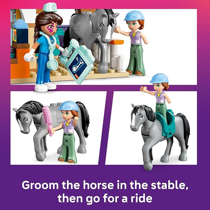 LEGO Friends Horse and Pet Vet Clinic -Veterinarian Playset for Kids, Girls and Boys, Ages 7+ - Toy Building Set for Pretend Play with 3 Minidolls, Horse Toy, Dog, and Cat - Gift Idea - 42651