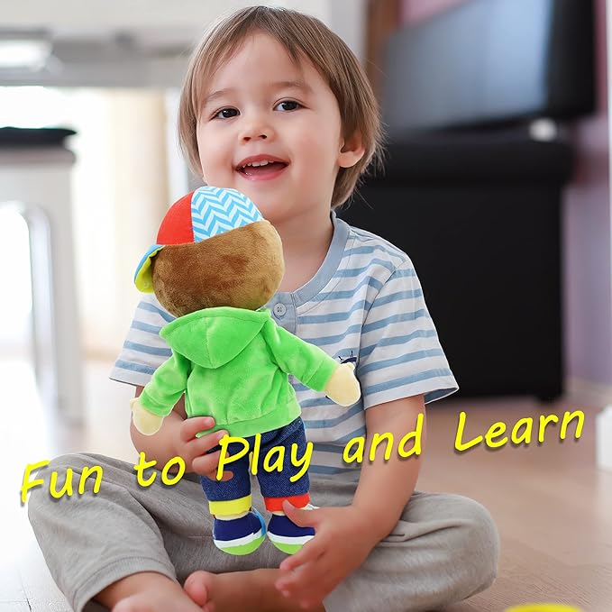 June Garden 15.5" Dressy Friends Terry - Educational Stuffed Plush Doll for Kids and Toddlers 2 Years and Up - Montessori Buckle Soft Toy