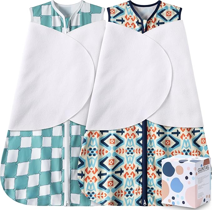 Newborn Sleep Sack Baby Swaddle,3-Way Adjustable Wearable Blanket,100% Rayon Cotton Swaddling Sleeping Bag. (Bohemia&Checkered, 6-12 Months)