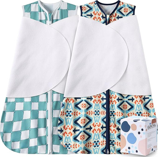 Newborn Sleep Sack Baby Swaddle,3-Way Adjustable Wearable Blanket,100% Rayon Cotton Swaddling Sleeping Bag. (Bohemia&Checkered, 0-3 Months)