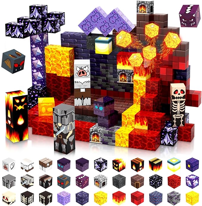 2025 Updated Magnetic Blocks Toys for Kids, 150 Dungeon-Themed Building Blocks, Stacking Magnets, STEM Montessori Sensory Toys for Boys and Girls Age 3 4 5 6 7 8 9 10