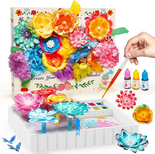 Kiditos Magic Flower Art Kit for Girls – DIY Blooming Flower Craft Kit with Color Drop Science Experiment | Creative Art & STEM Toy for Ages 6+