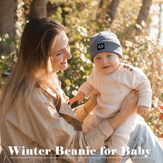 3 Packs Baby Beanie Cute Toddler Beanies Kids Winter Hat Boys Girls Warm Knit Hats Infant Beanie for 0-8 Years