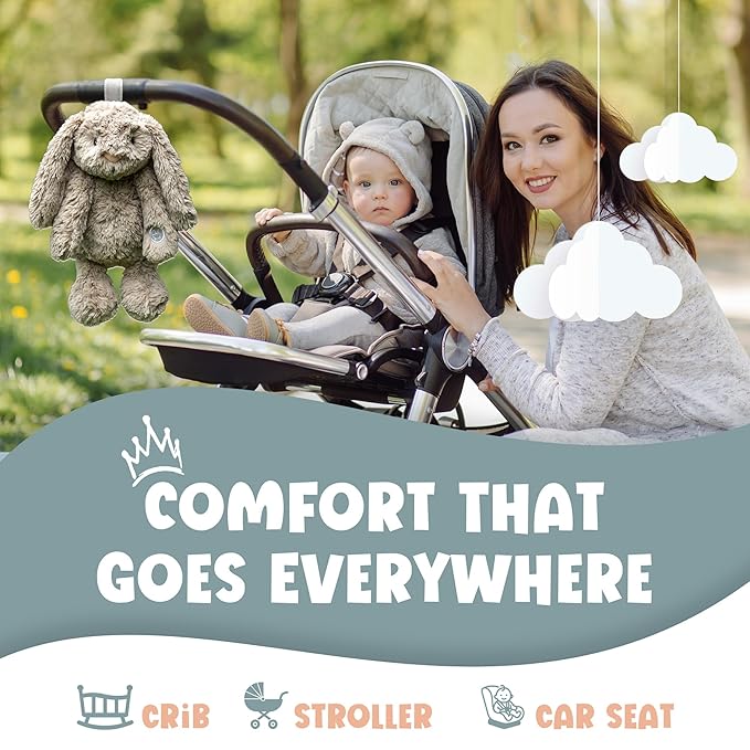 Gemma Joy Baby Sleep Soother Bunny for Baby – Cry Activated Heartbeat Stuffed Animal – Rechargeable Crib Soother with White Noise, Shush, Lullabies & Night Light – Newborn Essentials Must Haves