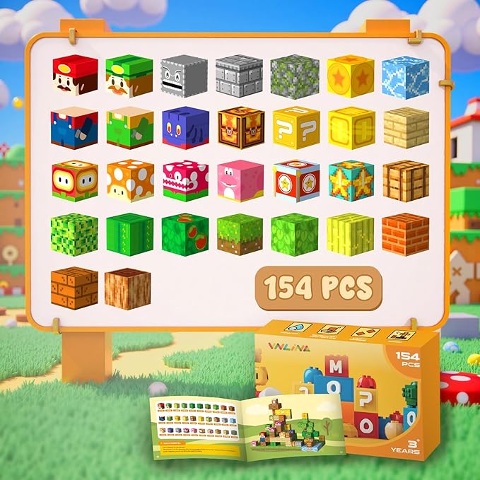 Magnetic Blocks Magnet Building Toys - 154Pcs STEM Building Game Montessori Sensory Toys for Kids Boys Girls Ages 3 4 5 6 7 8 9 10 Birthday Gift