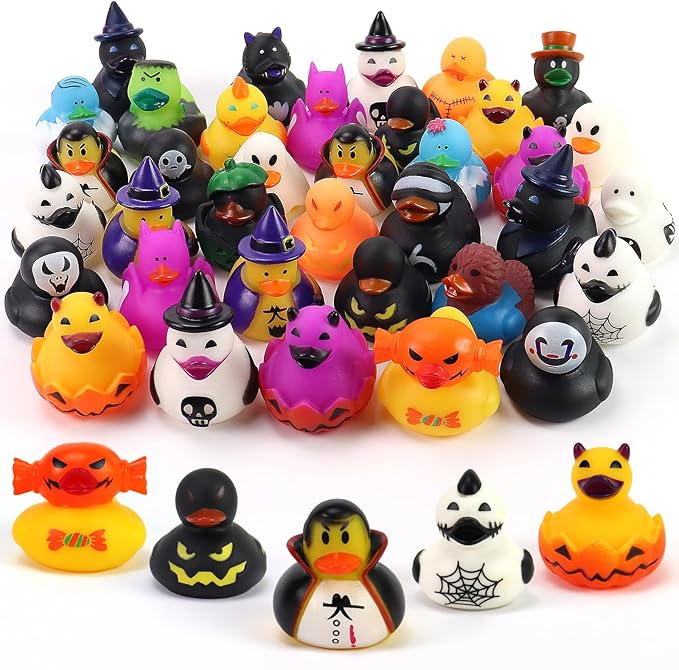Halloween Ducks for Jeeps - 36Pcs Bulk Halloween Rubber Ducks Set for Ducking Fun, Spooky Bath/Pool Toys, Trick or Treat Party Favors, Halloween Decorations & Gifts (Non-Toxic Rubber)