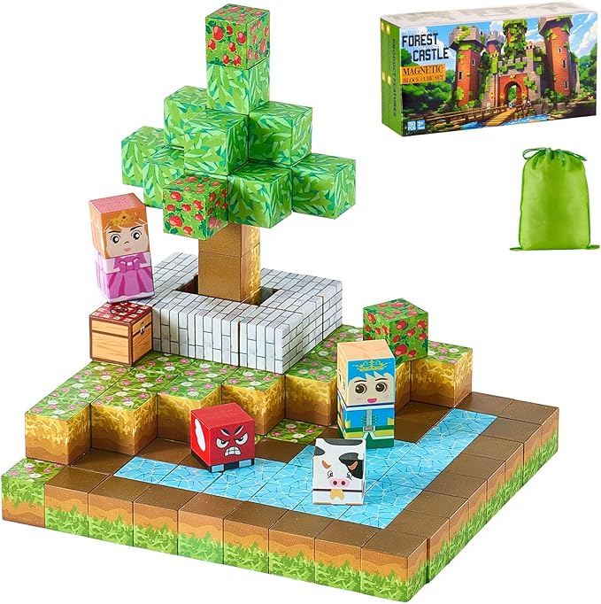 VEVOR Magnetic Blocks, 100 PCS Magnet Blocks Set, Magnetic Building Cubes for Kids, STEM Montessori Sensory Toys for Christmas Birthday Gift, Construction Stacking Toy for 3+ Years Old Boys & Girls