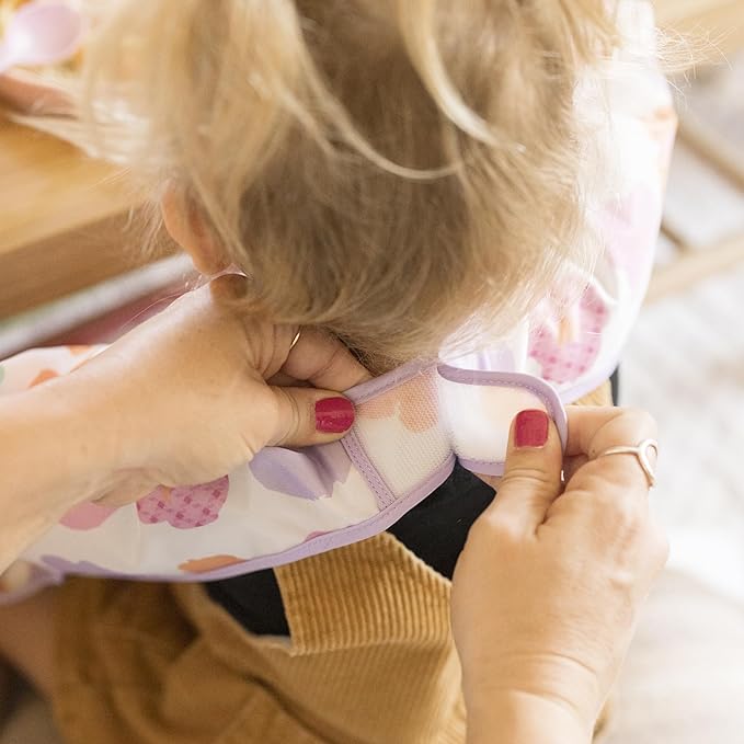 Tiny Twinkle Long Sleeve Bib for Babies & Toddlers – Waterproof Smock Bib for Eating – Machine Washable & Mess-Proof, Baby Feeding Essential & Shower Must-Have(Floral Pop, 6–24M)