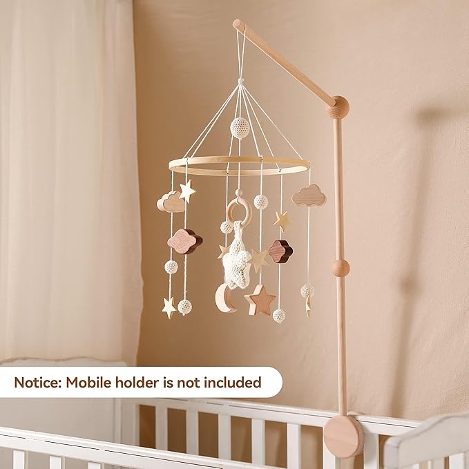 let's make Baby Crib Mobile for Boys Girls| Boho Nursery Mobile| Gender Neutral Hand-Crocheted Mobile| Ceiling Mobile - Stars, Clouds, Moon