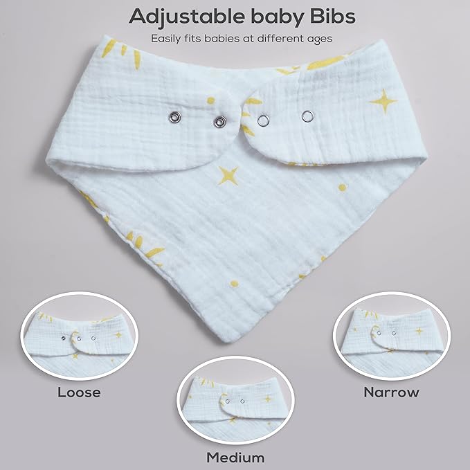 Muslin Baby bibs for drooling and teething, 100% cotton, Bibs for baby girl, Muslin bibs for boys (8 Pack)
