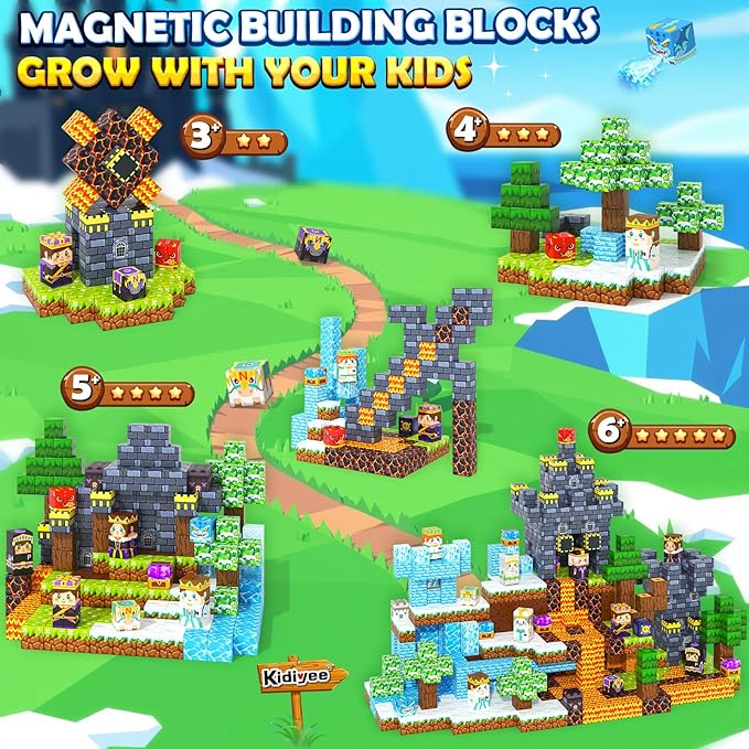 Magnetic Blocks - Mine Magnet World Chess Set, Magnetic Building Toys Games for Kids Ages 5-7 6-8 8-12, Magnet Tiles Kids Toddler Toys, Ideal Gifts for Boys & Girls Ages 3+