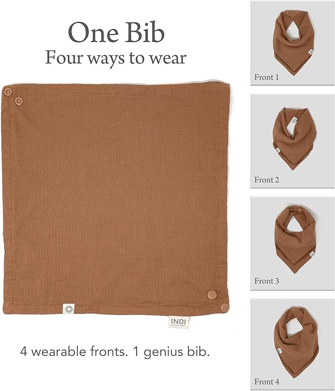 Kishu Baby Indi Organic Baby Bandana Bibs – Fairtrade 4-Way Reversible Drool Bibs for Boys & Girls – Unisex (Set of 5)