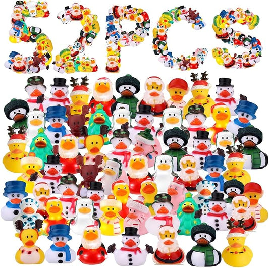 52 Pack Christmas Rubber Duck in Bulk Gift for Kids Christmas Floater Ducks for Ducking Party Supplies Baby Showers Assortment Bathtub Toy