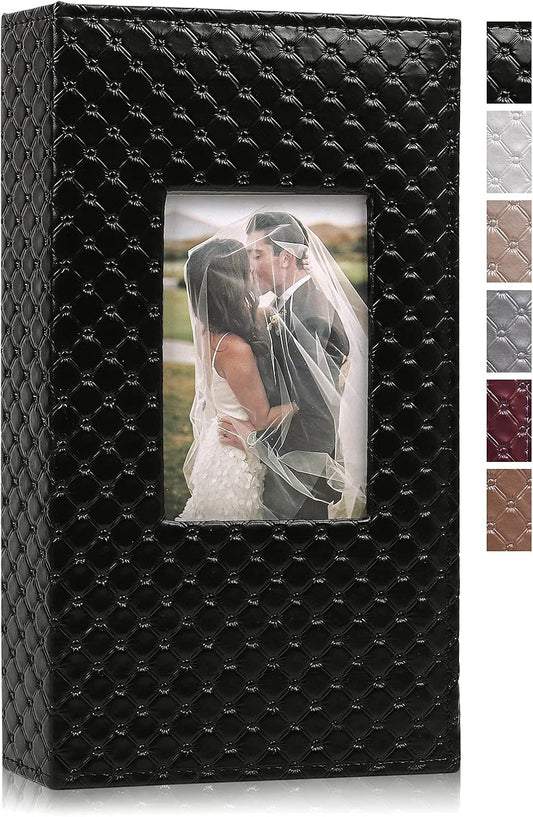 RECUTMS Premium Leather Photo Album - Holds 300 4x6 Photos, Black, Perfect for Baby Growth, Family, Wedding, Anniversary, Birthday Gifts