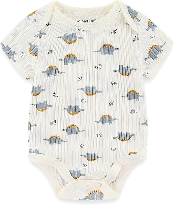 Kiddiezoom Newborn Baby Unisex Cotton One-Piece Bodysuits Baby Gift 5-Pack Baby Clothes