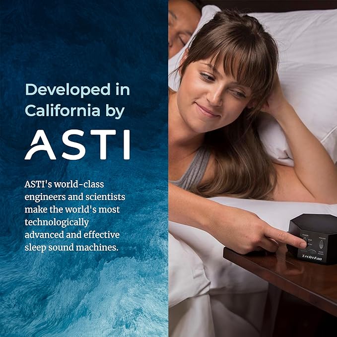 Adaptive Sound Technologies LectroFan Classic White Noise Machine - Compact Sleep Sound Machine for Bedroom, Travel, Study and More - 20 Non-Looping Fan & White Noise Variations - Black